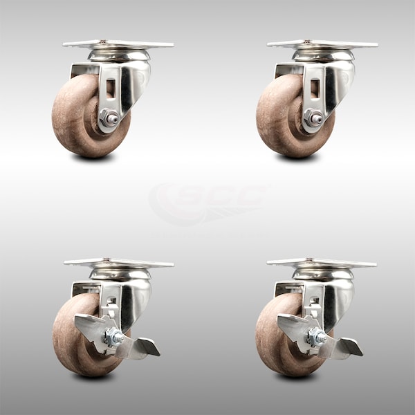 Service Caster 3 Inch 316SS High Temp Glass Filled Nylon Swivel Top Plate Caster Brakes, 2PK SCC-SS31620S314-GFNSHT-2-TLB-2 - main